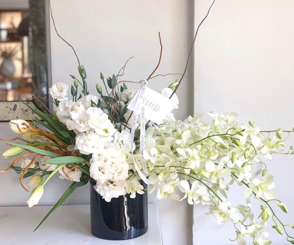 Florero de Vidrio Negro Laia Blanco