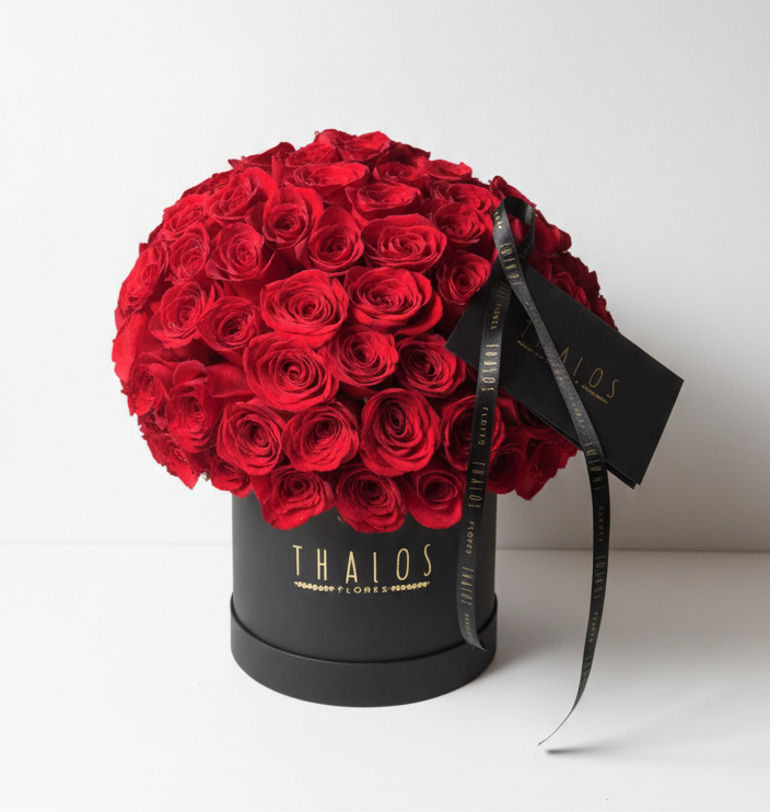 Box Grande Negro Rosa rojas