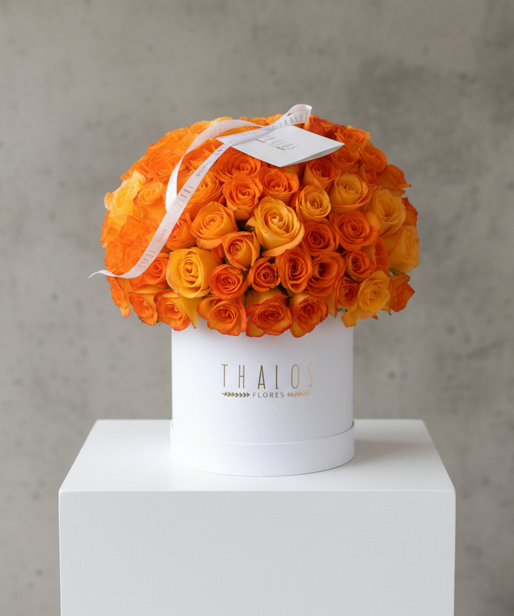 Box Blanco Grande Rosas Naranja