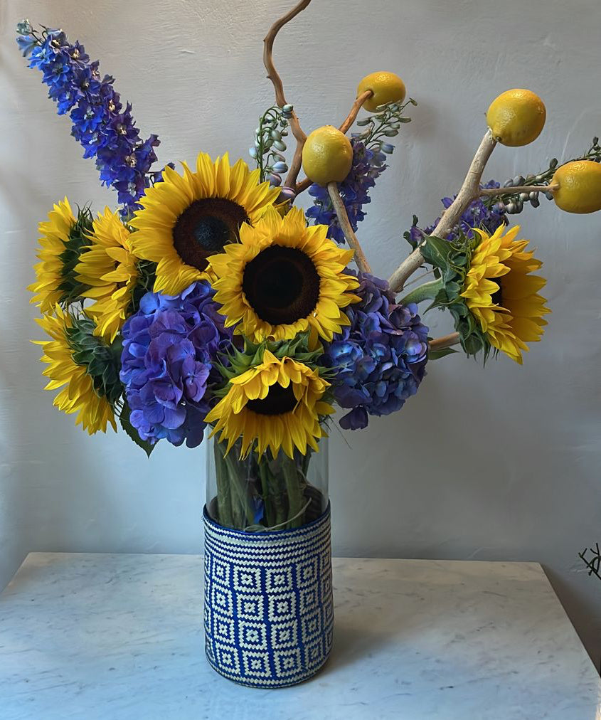 Palma cuadros azul Girasol