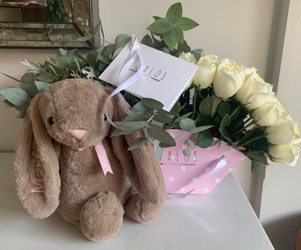 Medio Abanico Rosa + Conejo