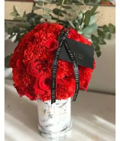 Box Chico Medio Circular Rosas Rojas