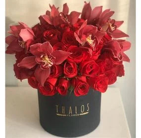 Box Grande Rosas Rojas y Orquídeas