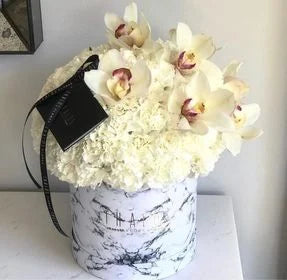 Box Grande Clavel Blanco y Orquídea
