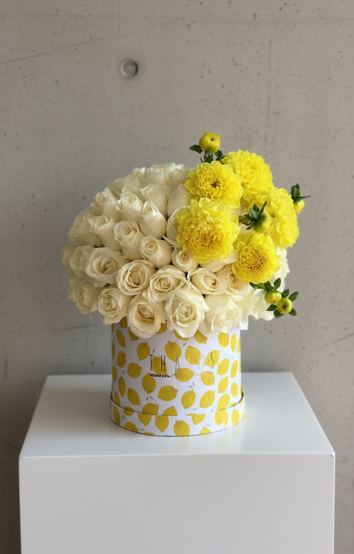 Box Limones Grande Dahlias Amarillas