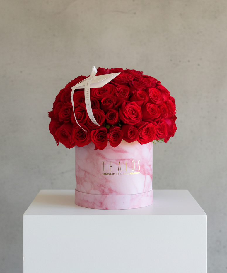 Box Mármol Rosa Grande Rosas rojas