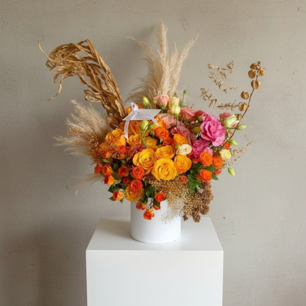 Mix naranja con follajes secos