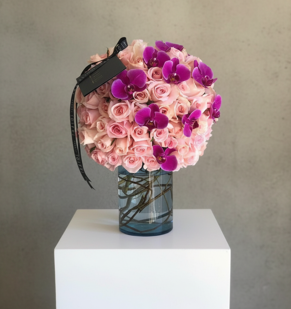Esfera caricia con orquídeas