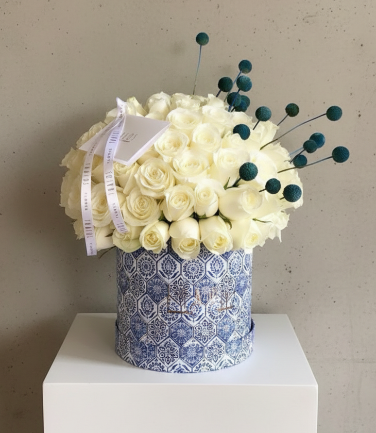 Box Talavera Grande Craspedia azul