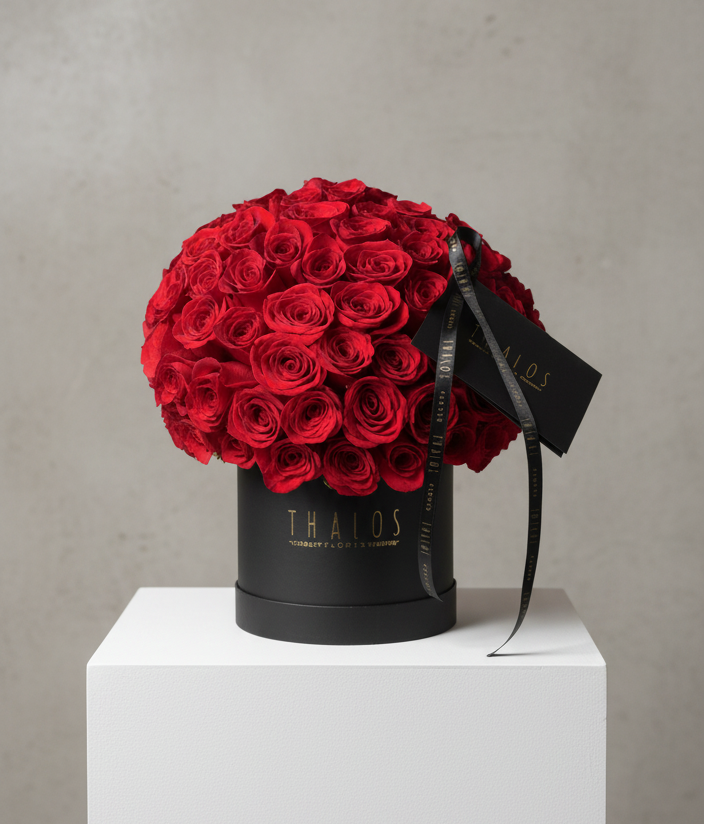 Box Grande Negro Rosa rojas