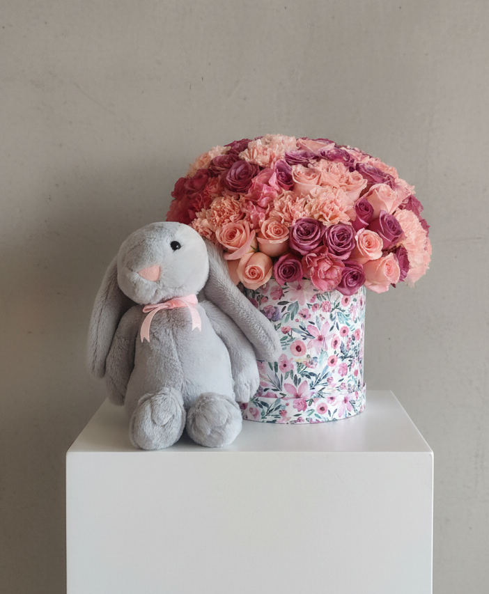 Box flores Grande + conejo