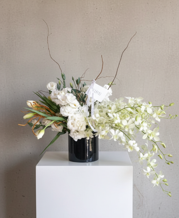Florero de Vidrio Negro Laia Blanco